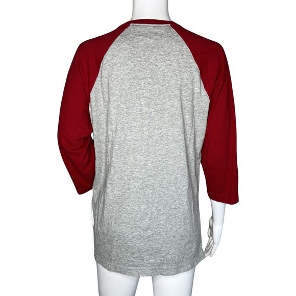 Roots Shirt Womens Small Gray Red Raglan Baseball‎ Tee Sporty Casual Versatile - Picture 4 of 7